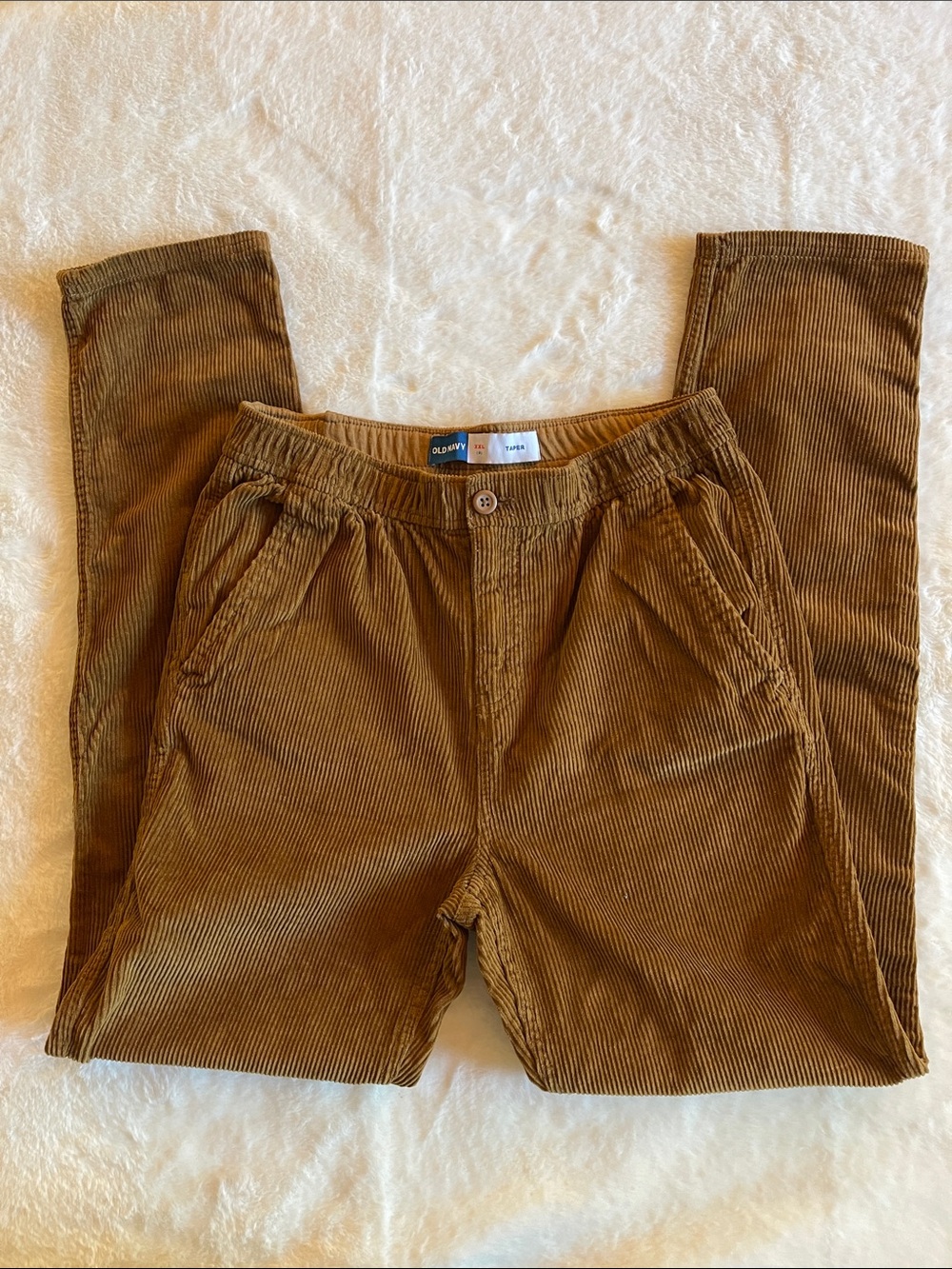 Old Navy Brown Corduroy Boys Pants with Elastic Waist SZ 18 - Picture 3 of 5
